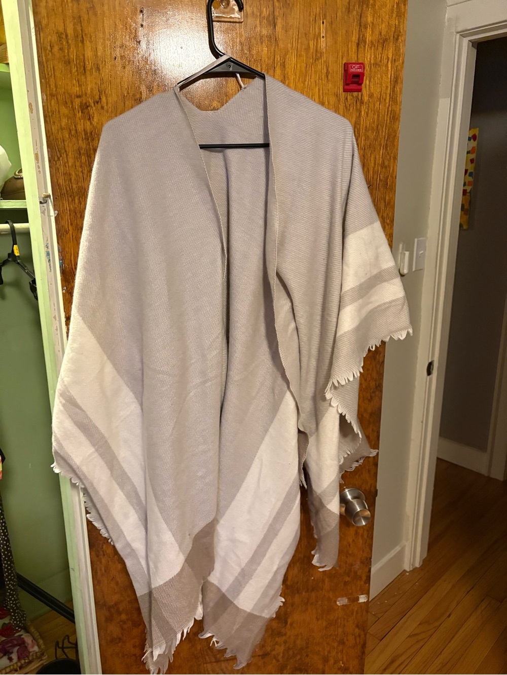 Old Navy Beige and White Striped Poncho